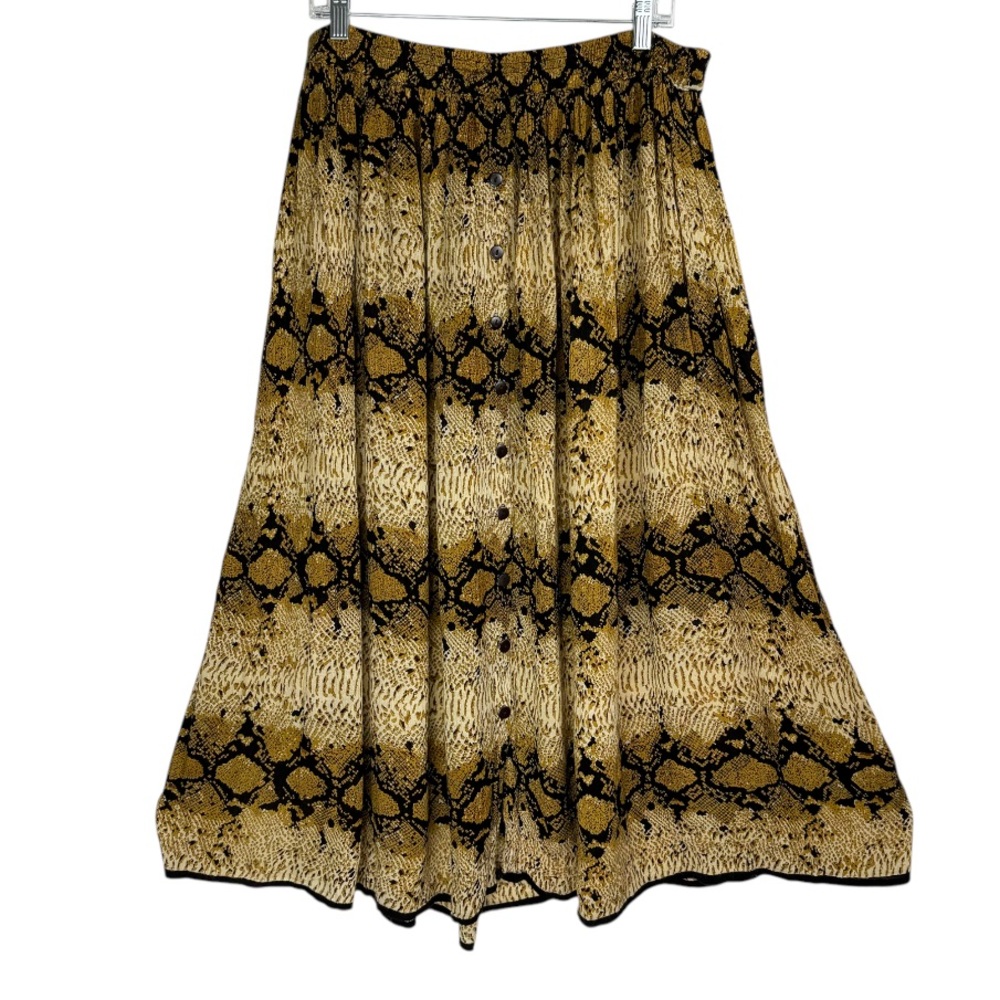 Y2K Mary Jayne Snake Animal Print Midi Maxi Skirt Plus Size Button Front